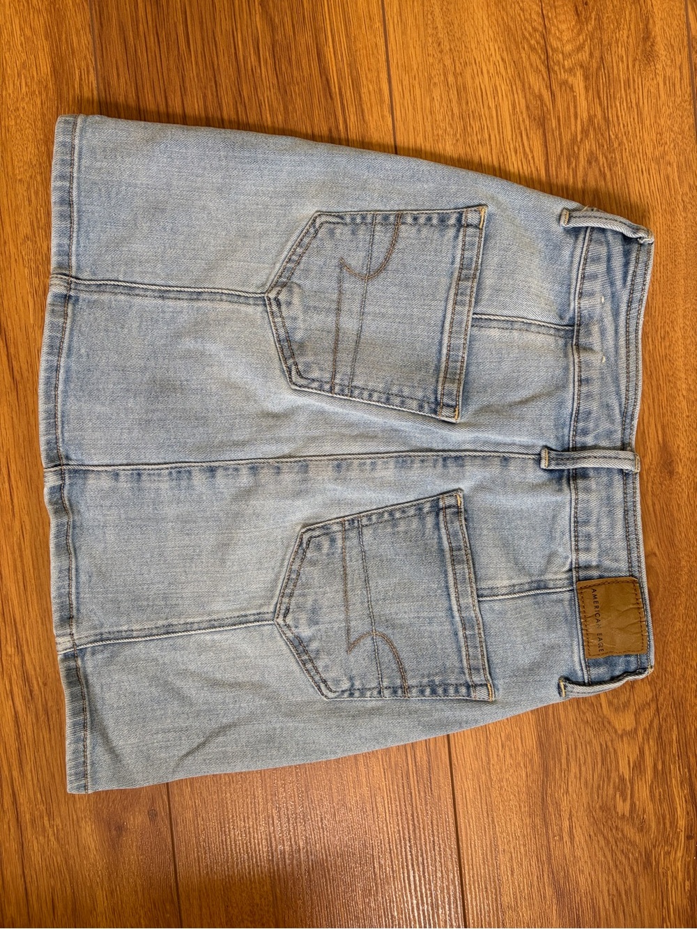 High- Waisted American Eagle Outfitters Light Blue Super Stretch Jean Skirt 00 - Picture 2 of 4